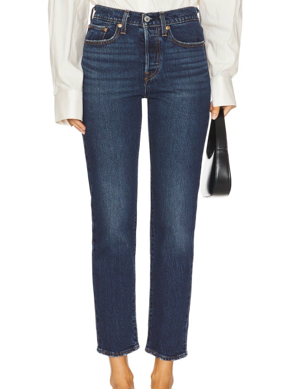 Levi's Wedgie Straight Jeans in Dark Indigo with Contrast Stitching